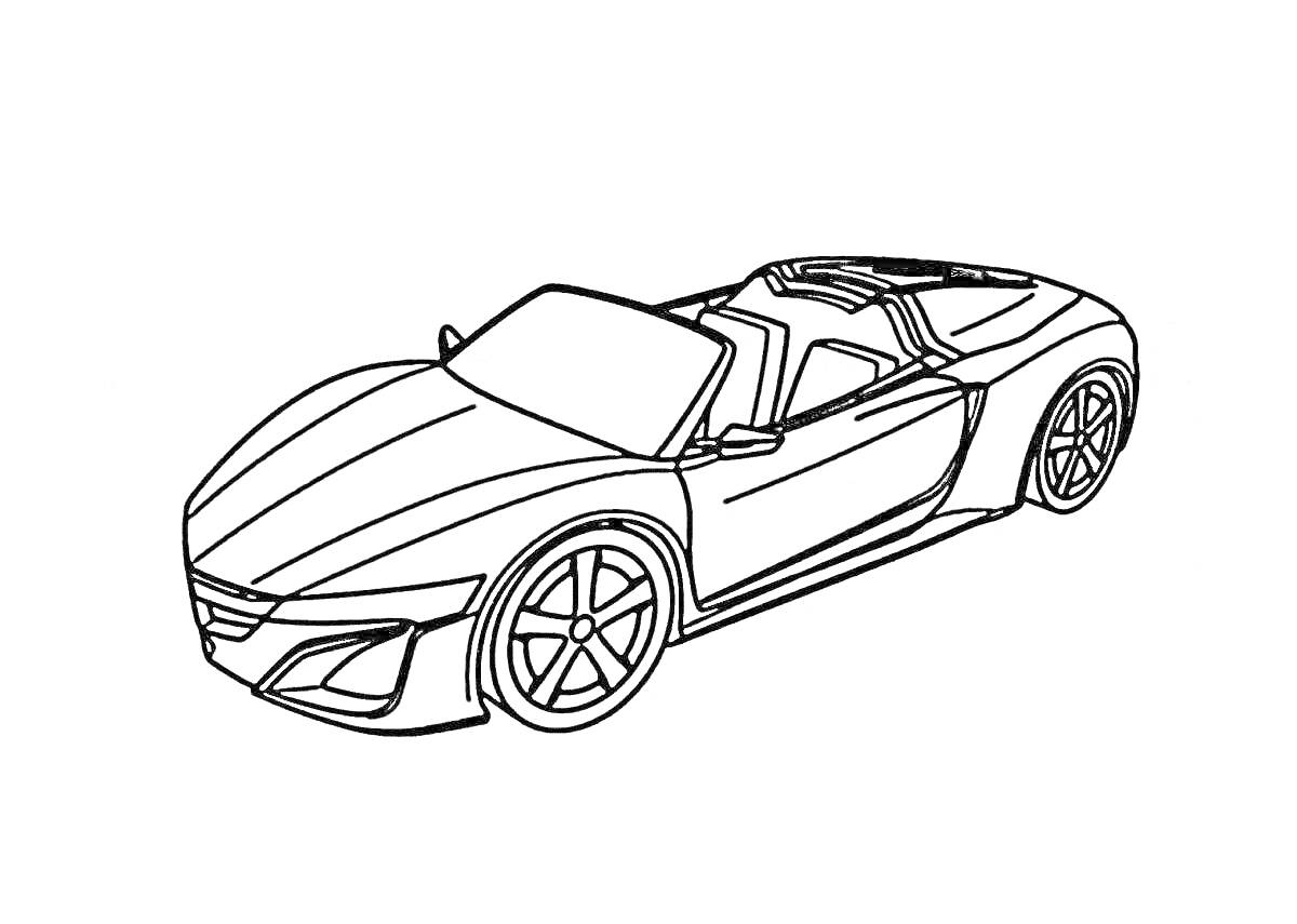 Раскраска Спортивная машина с откидным верхом, нарисованная в виде раскраски для детей
