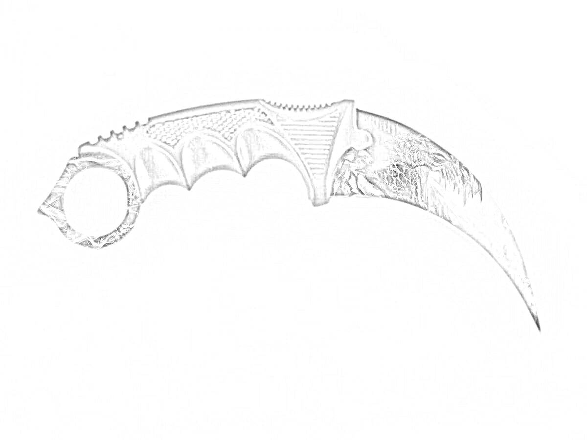 На раскраске изображено: Керамбит, Нож, Лезвие, Рукоятка, Оружие, Дракон