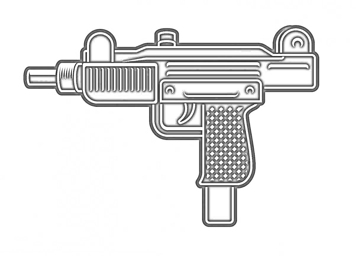 Раскраска Пистолет-пулемет Узи
