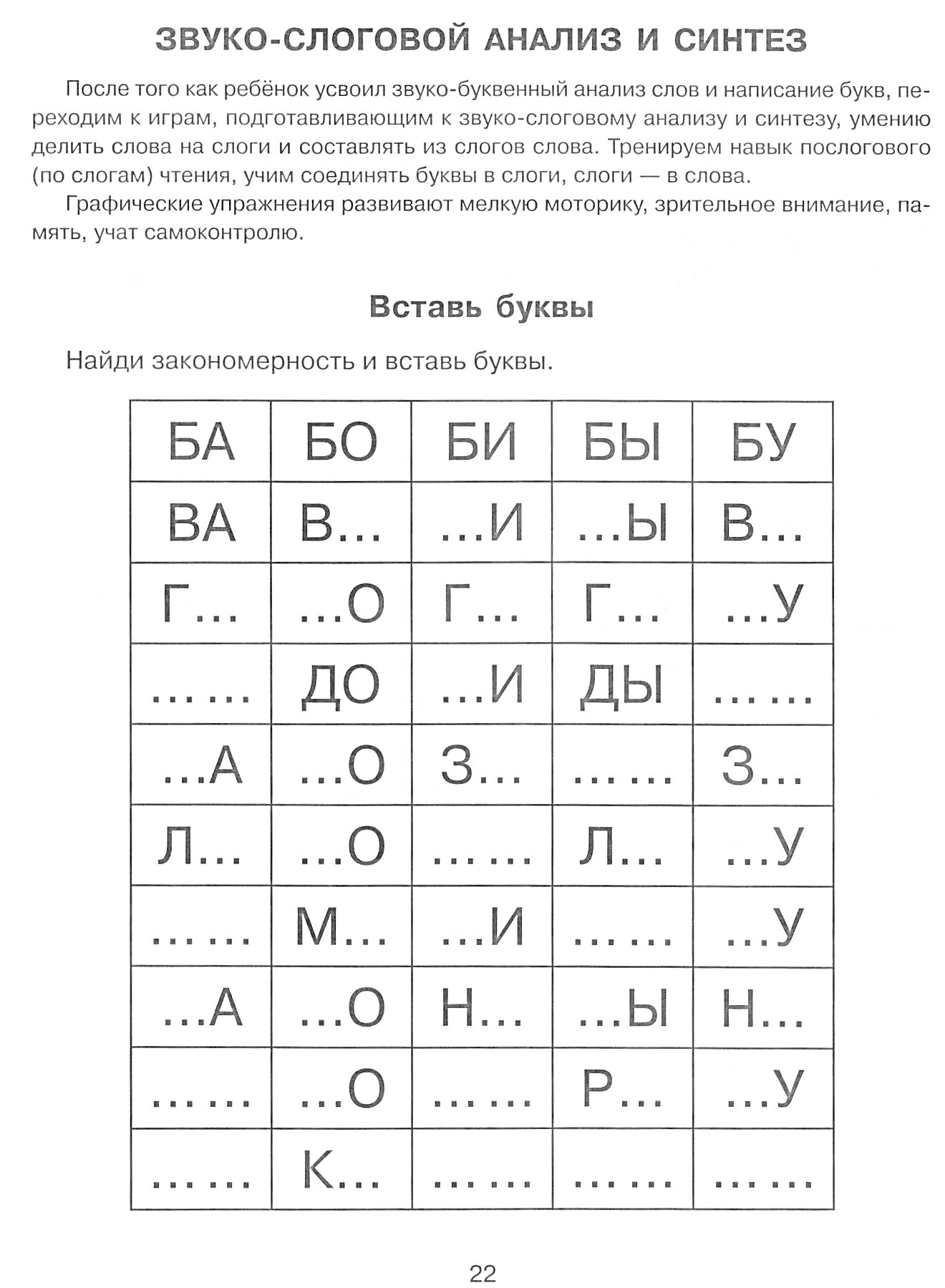 Раскраска Раскраска звуко-буквенный разбор слова, таблица с буквами и пропусками