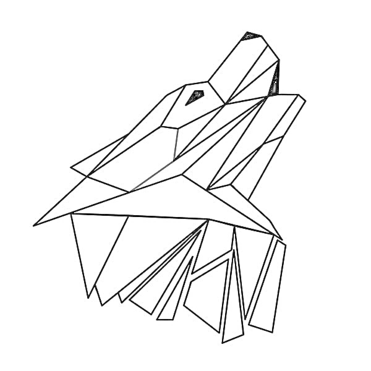 Раскраска Волк в стиле оригами