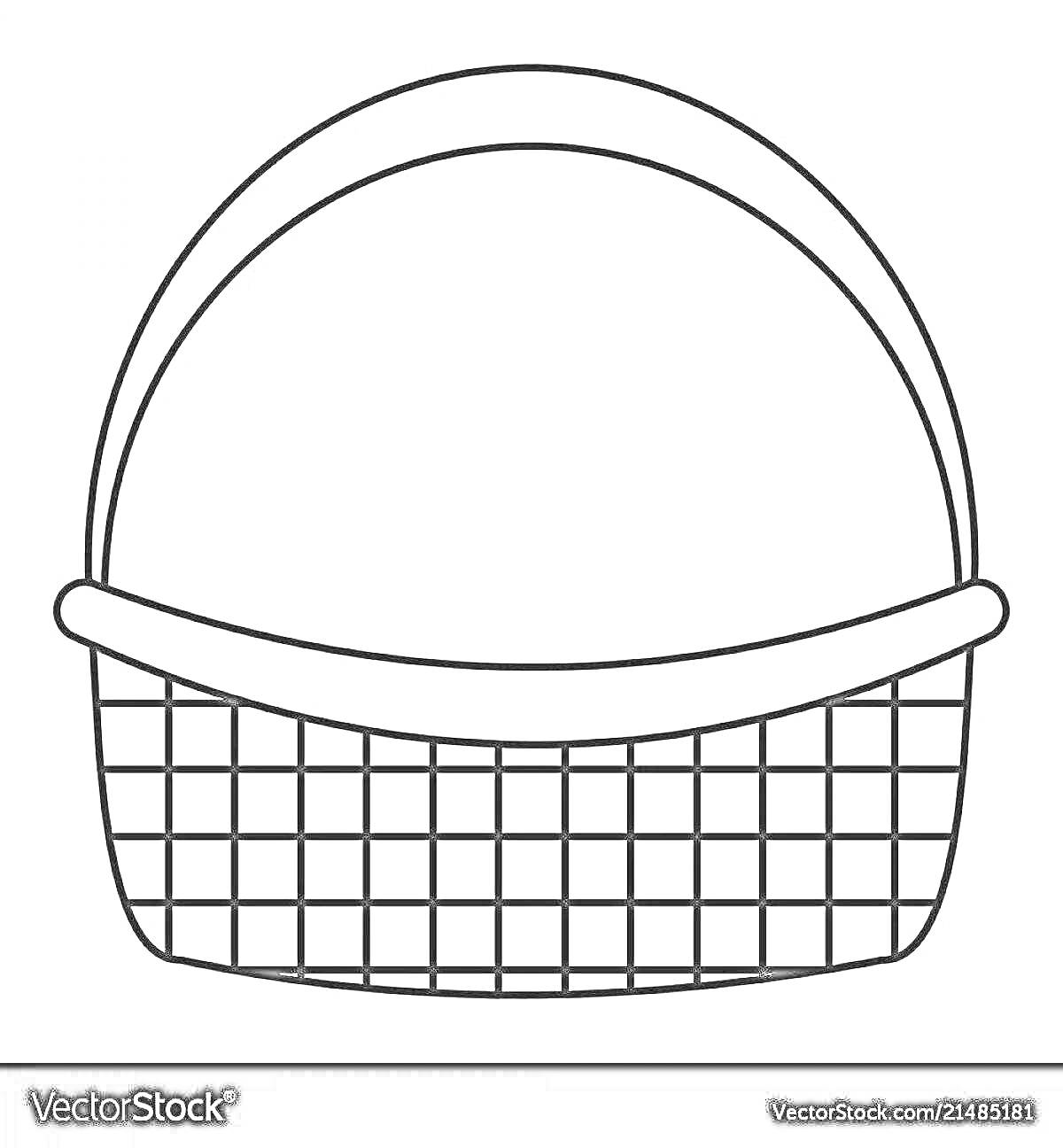 Раскраска Пустая плетеная корзина с ручкой