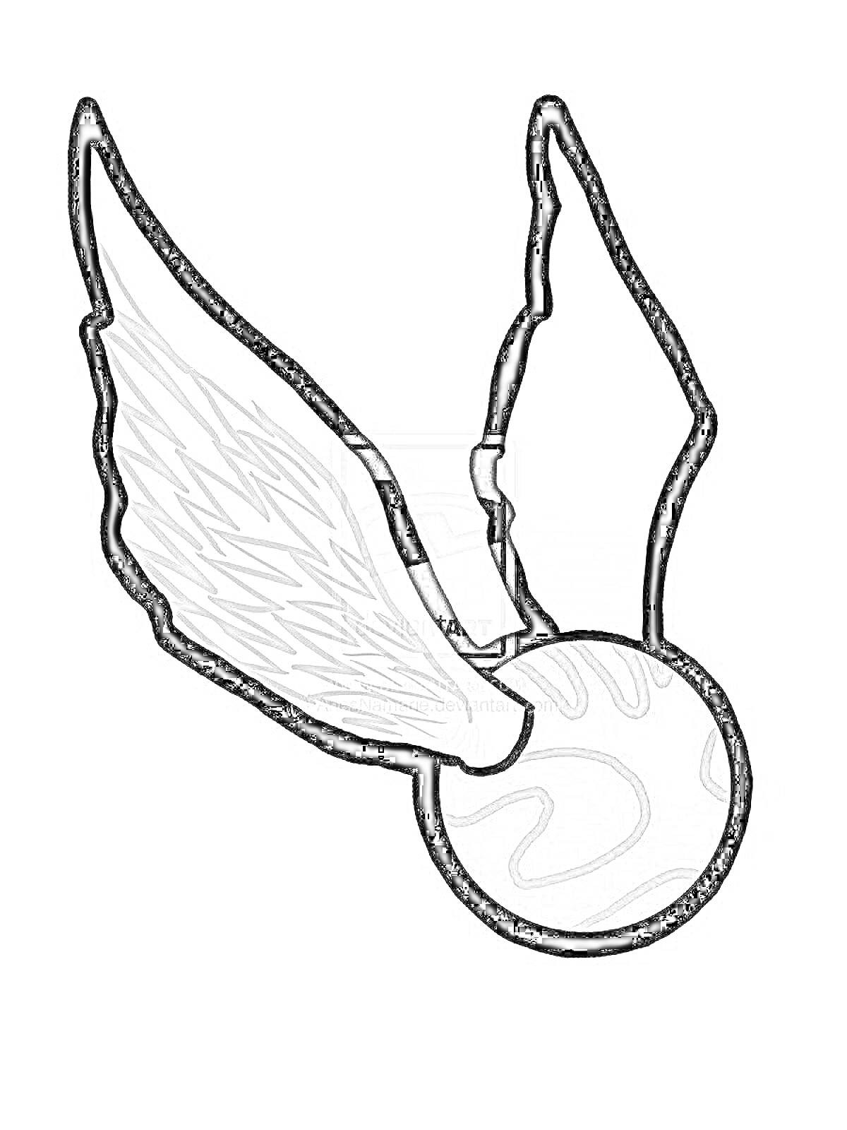 Раскраска Снитч с двумя крыльями
