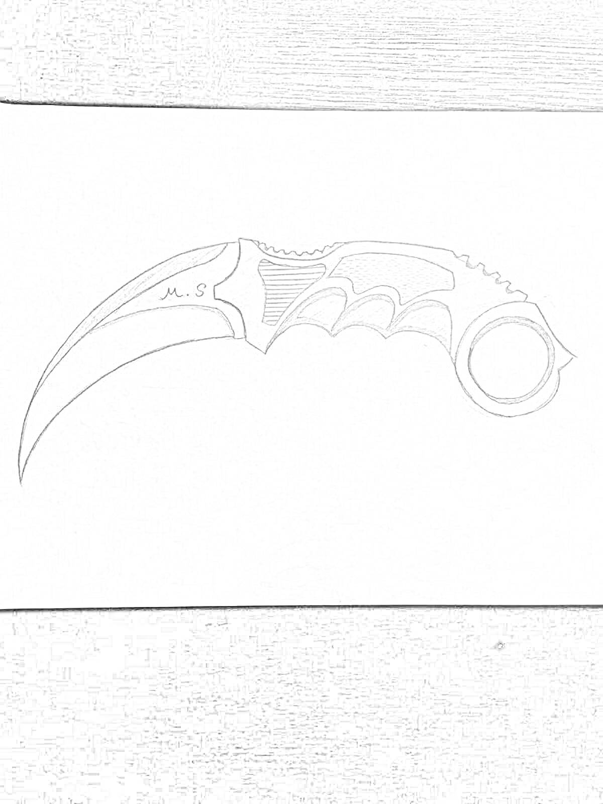 На раскраске изображено: Керамбит, Нож, Оружие, Изогнутое лезвие
