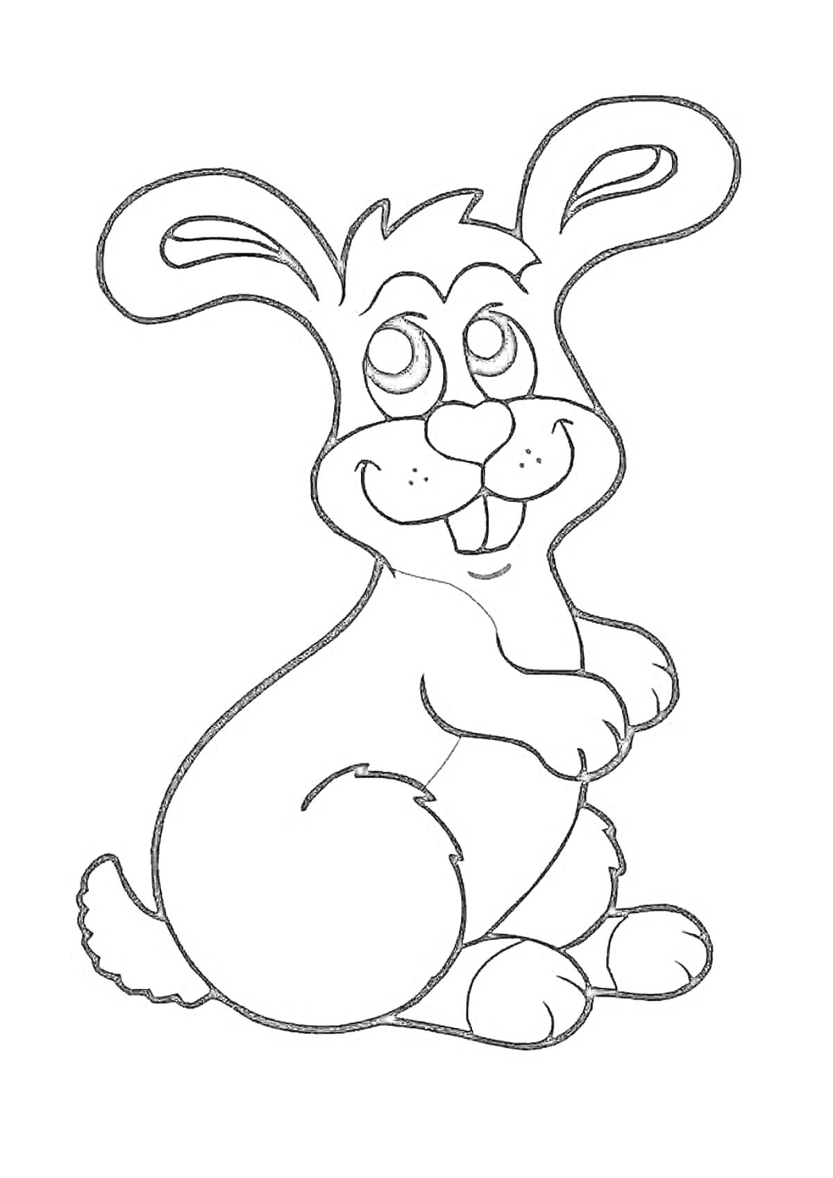 Раскраска Радостный кролик с большими ушами