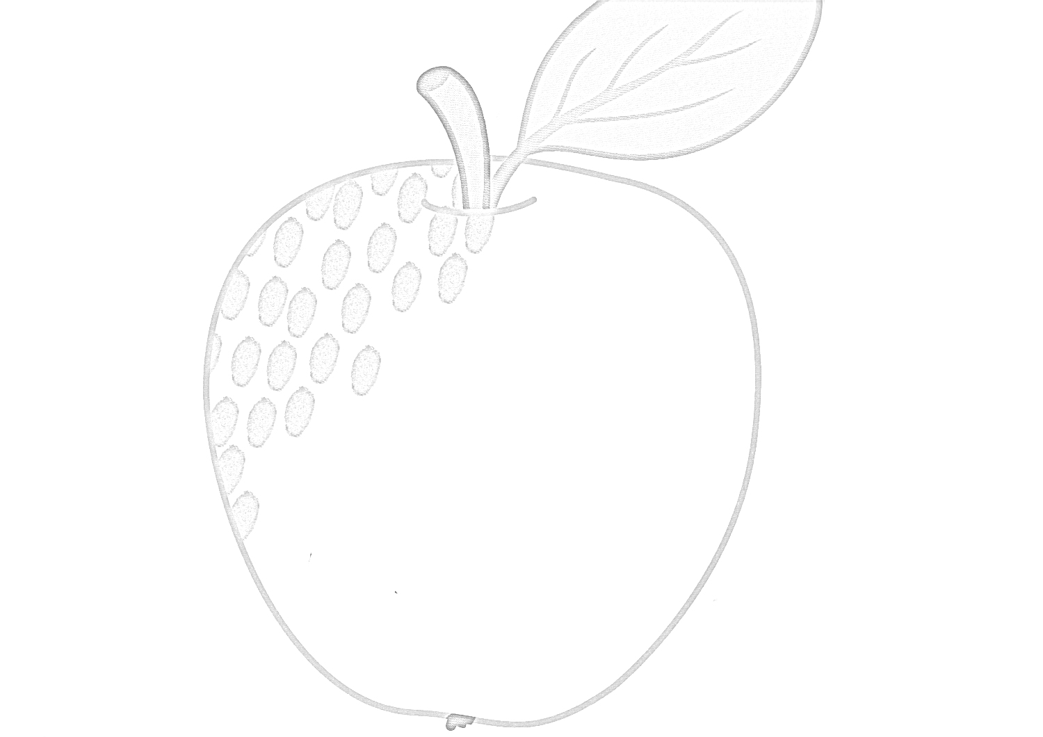 На раскраске изображено: Яблоко, Листья, Фрукты, Шаблоны