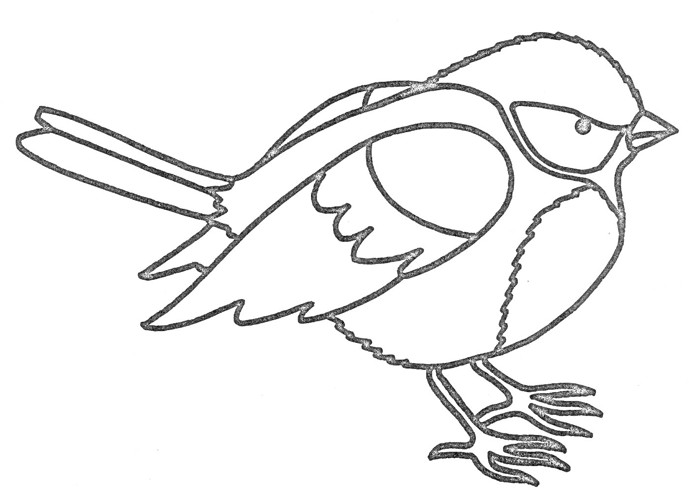 На раскраске изображено: Синица, Птица, Ветка, Крылья, Хвост, Перья, Контурные рисунки
