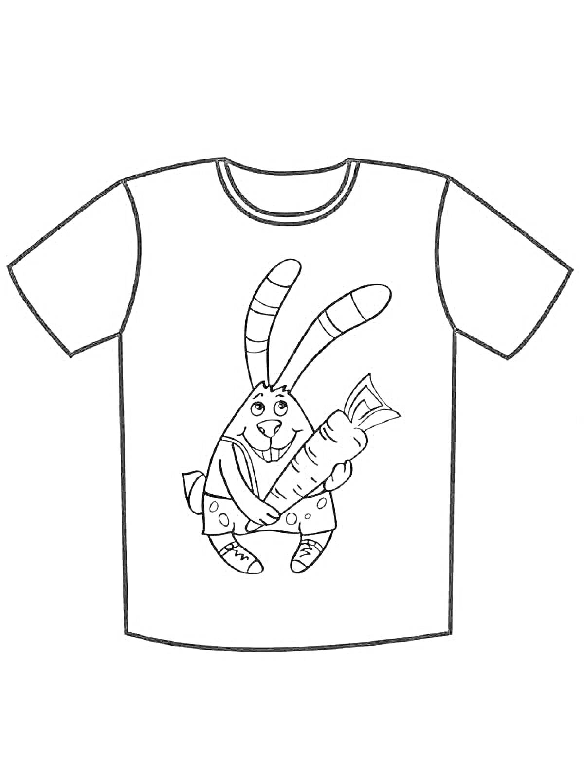На раскраске изображено: Кролик, Морковь, Одежда для детей
