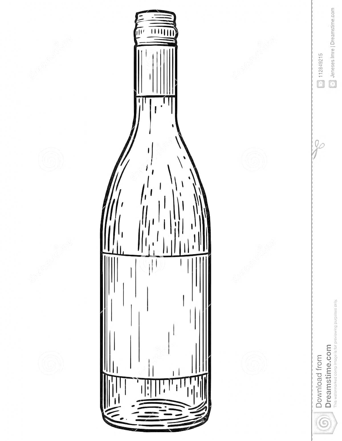 На раскраске изображено: Бутылка, Вино, Этикетка, Алкоголь, Оформление, Штриховка