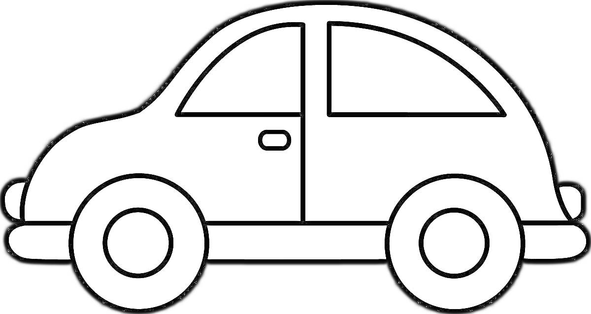 Раскраска Машина с двумя дверями и двумя круглыми колесами