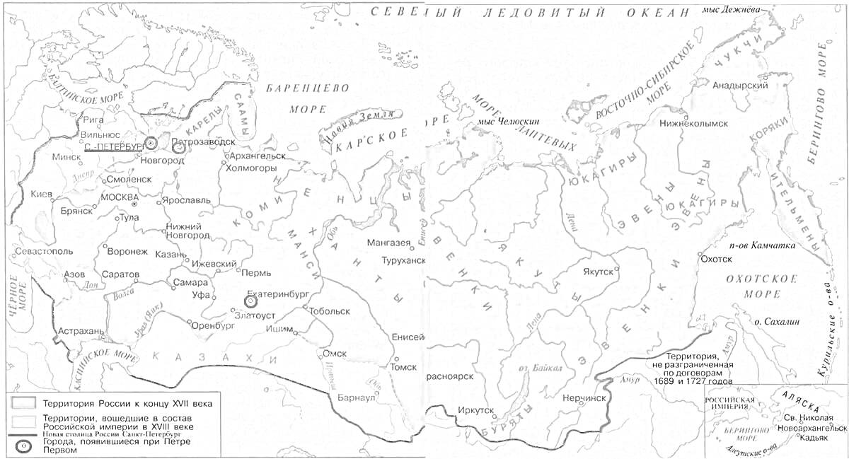 Раскраска Карта Российской империи конца XVIII века