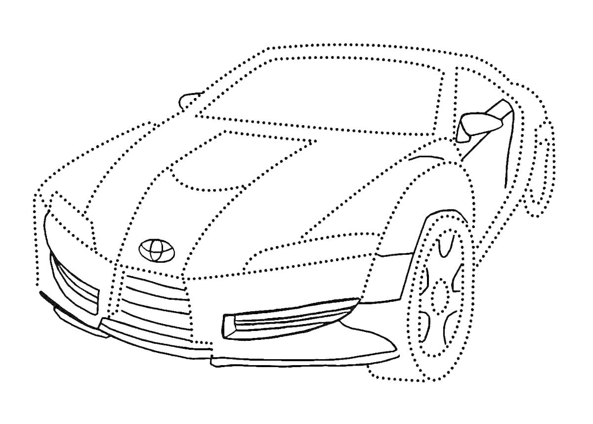 Раскраска Спортивный автомобиль с обтекаемыми формами и детальной проработкой передней части