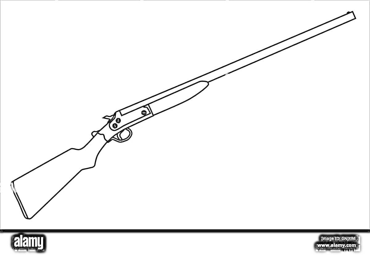 Раскраска Однозарядная винтовка с длинным стволом и прикладом для раскрашивания