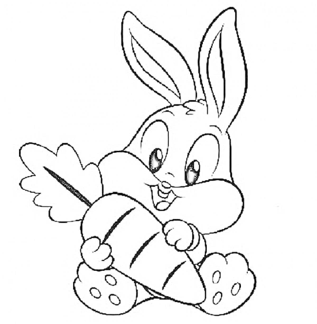 Раскраска Зайка, держащий морковку