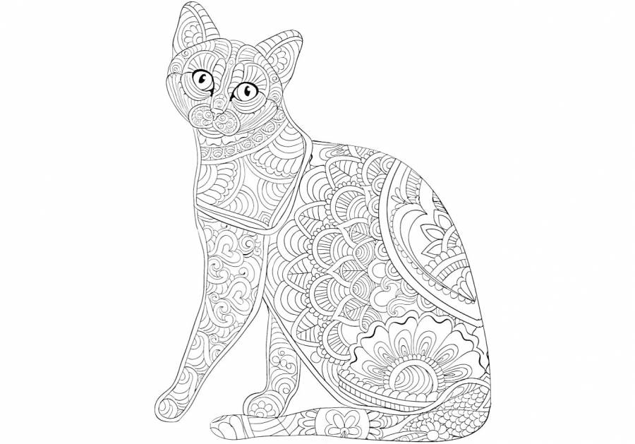 Раскраски котики сложные