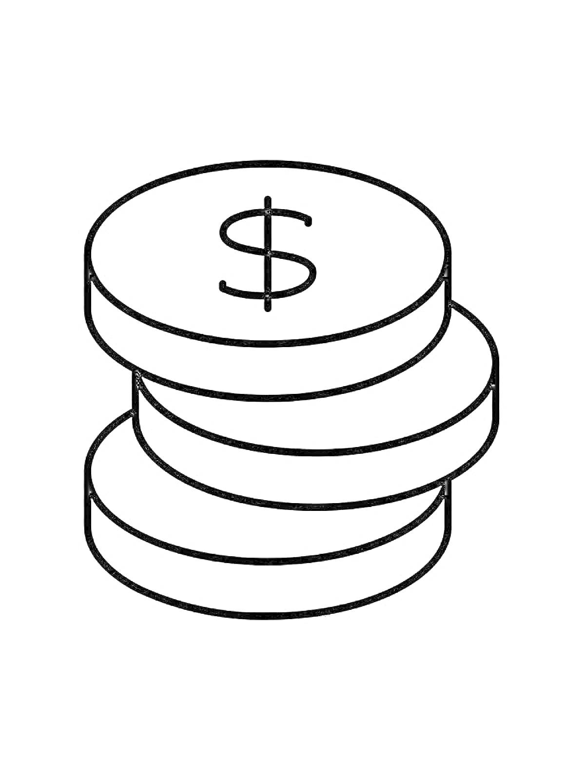 Стопка монет с долларовым знаком