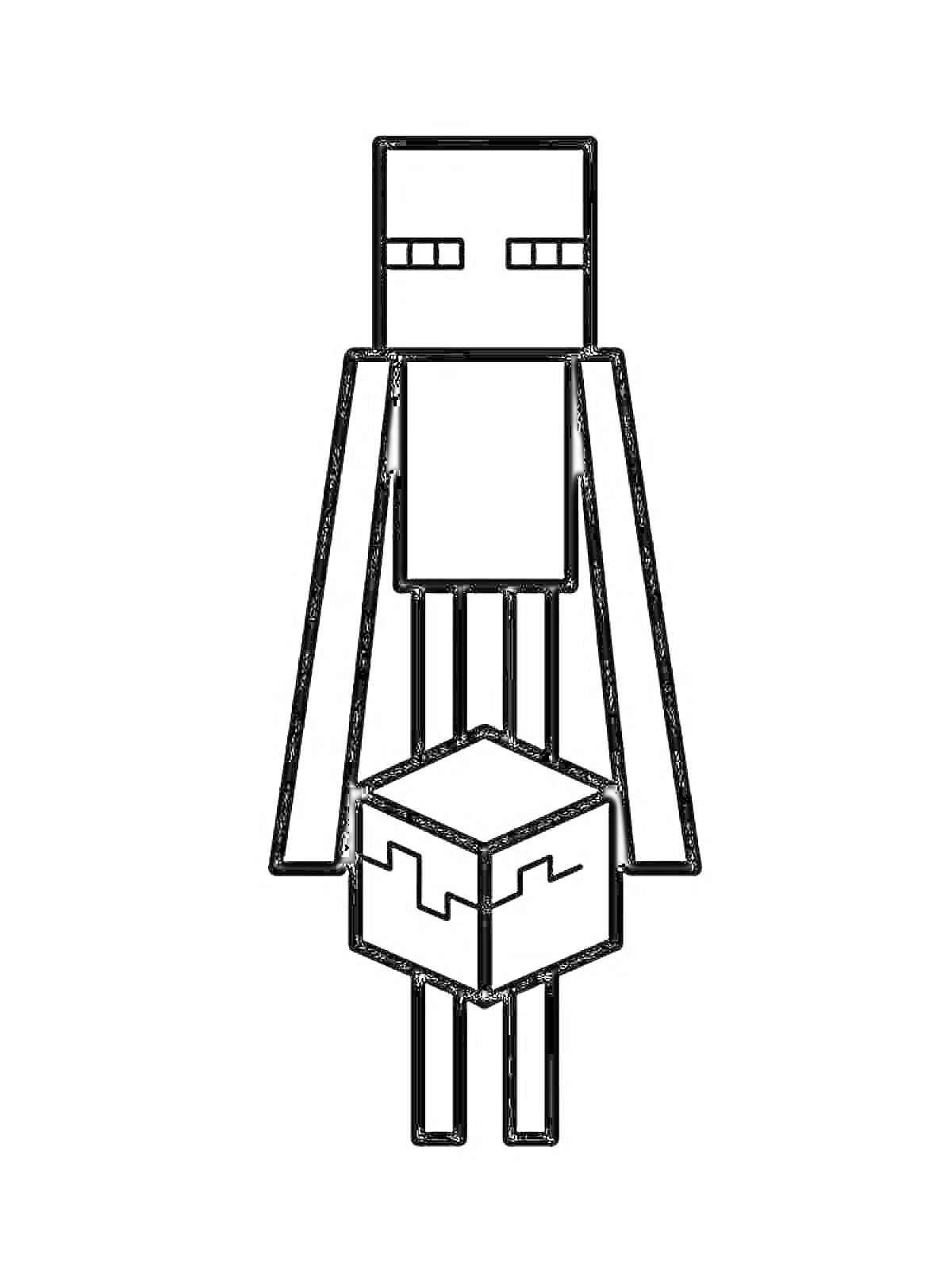 РаскраскаЭндермен из Майнкрафта с блоком в руках