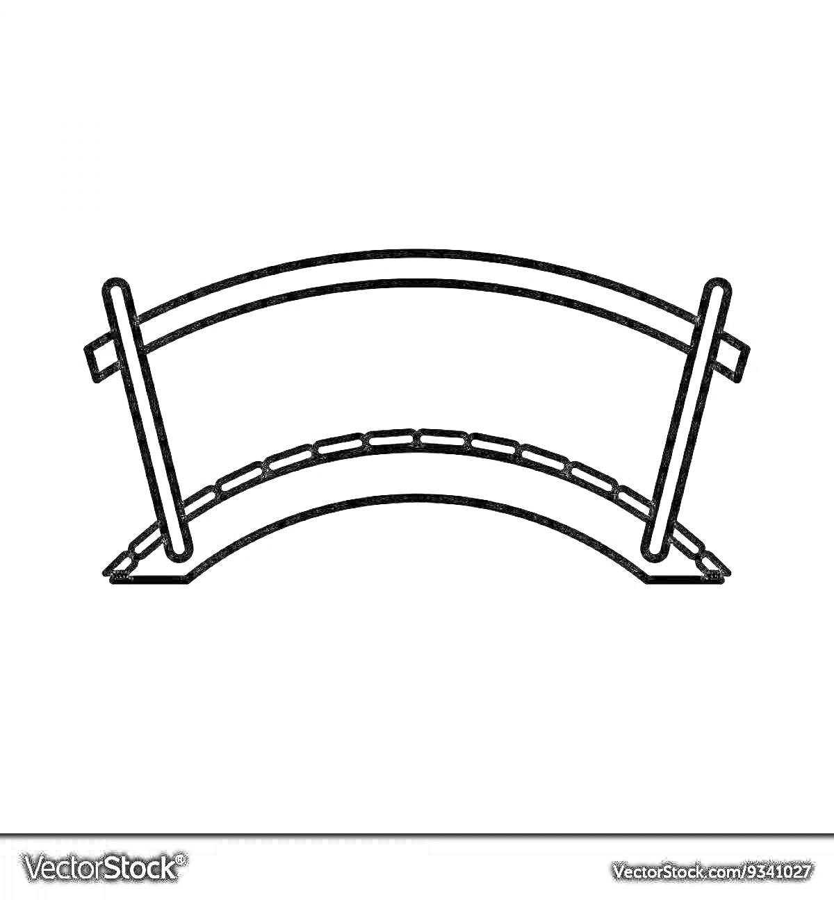 На раскраске изображено: Арочный мост, Мост, Перила, Для детей