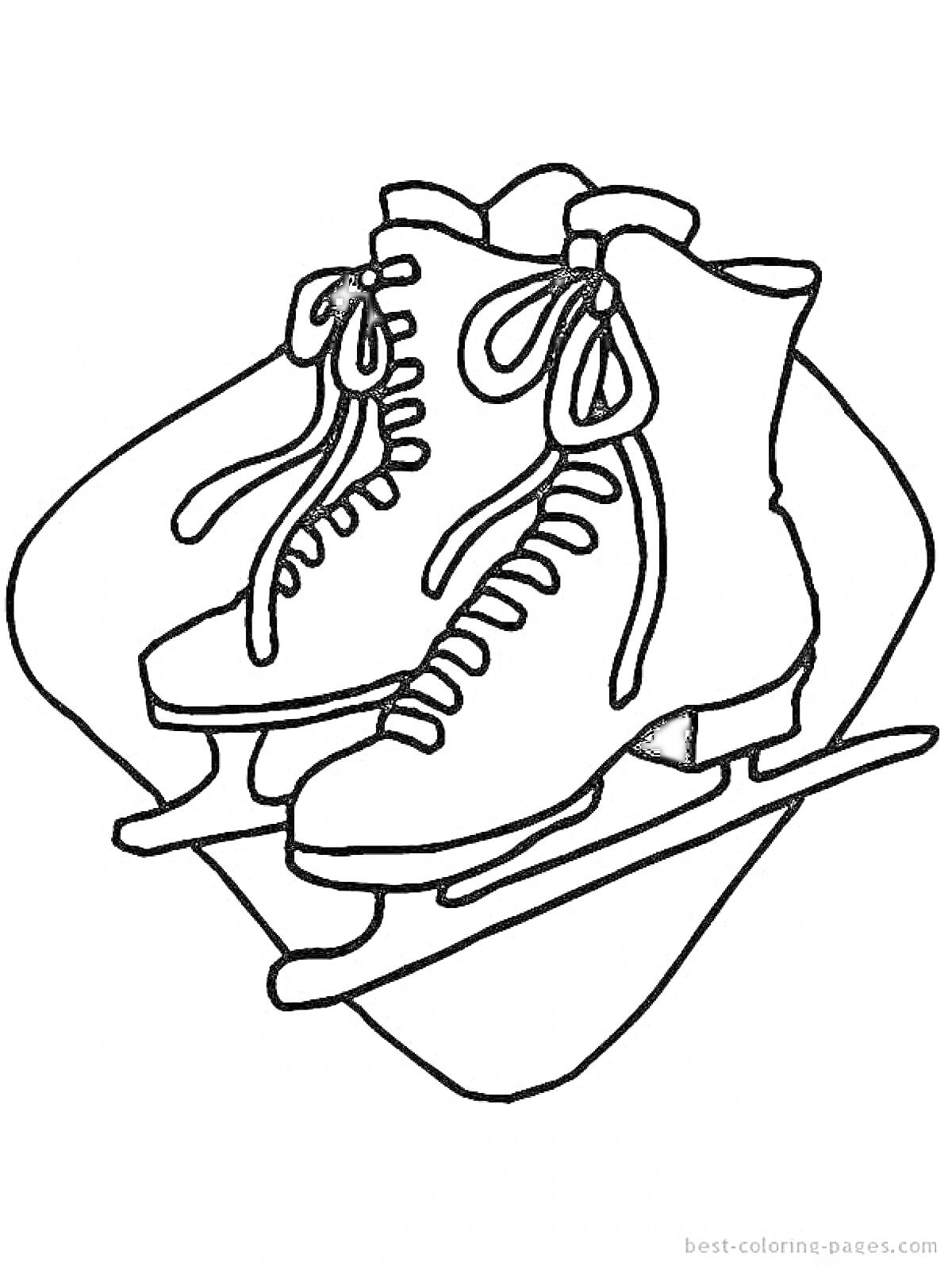 На раскраске изображено: Коньки, Зима, Спорт, Лед, Обувь, Катание на коньках, Для детей, Контурные рисунки