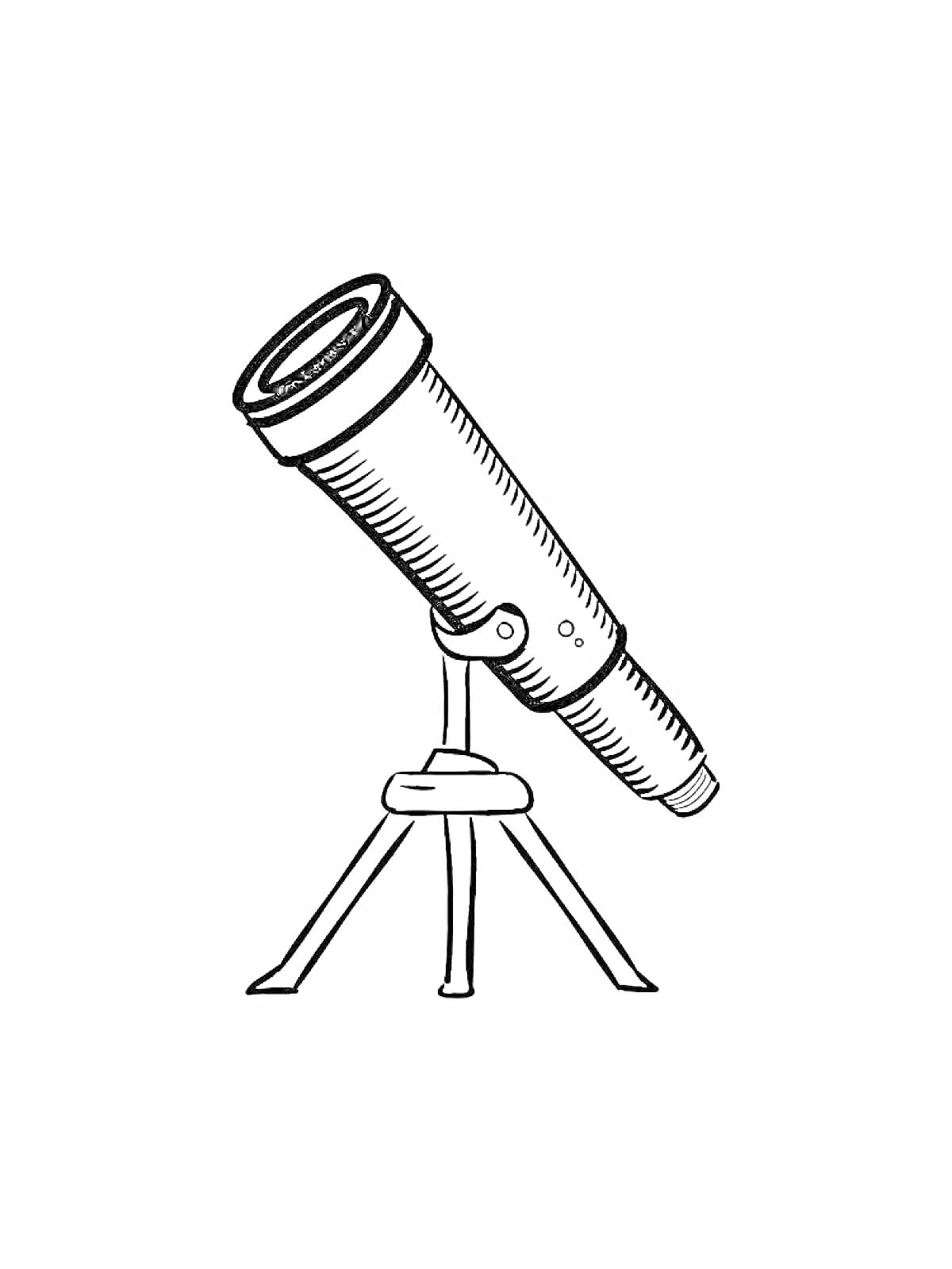 На раскраске изображено: Телескоп, Подставка, Астрономия, Оптика