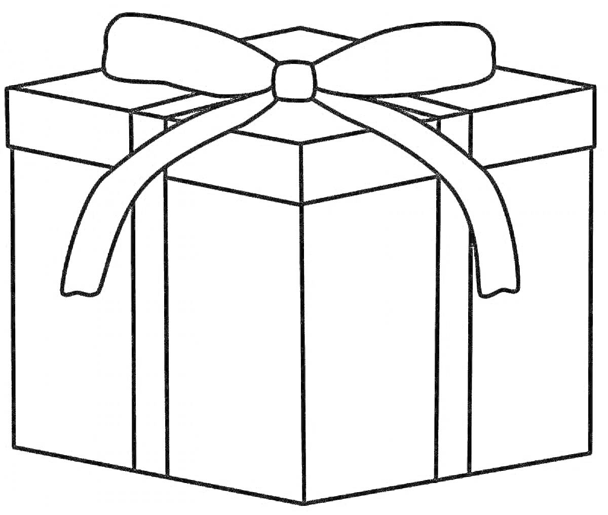 На раскраске изображено: Коробка, Бант, Упаковка, Подарки, Контурные рисунки, Праздники