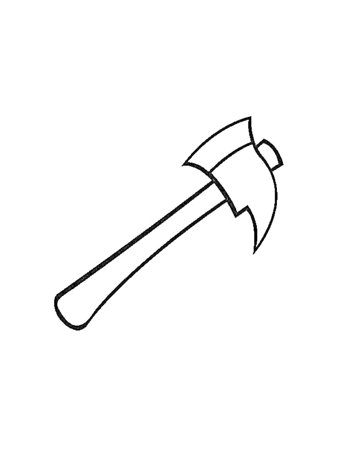 На раскраске изображено: Лезвие, Деревянная ручка, Инструмент, Топоры