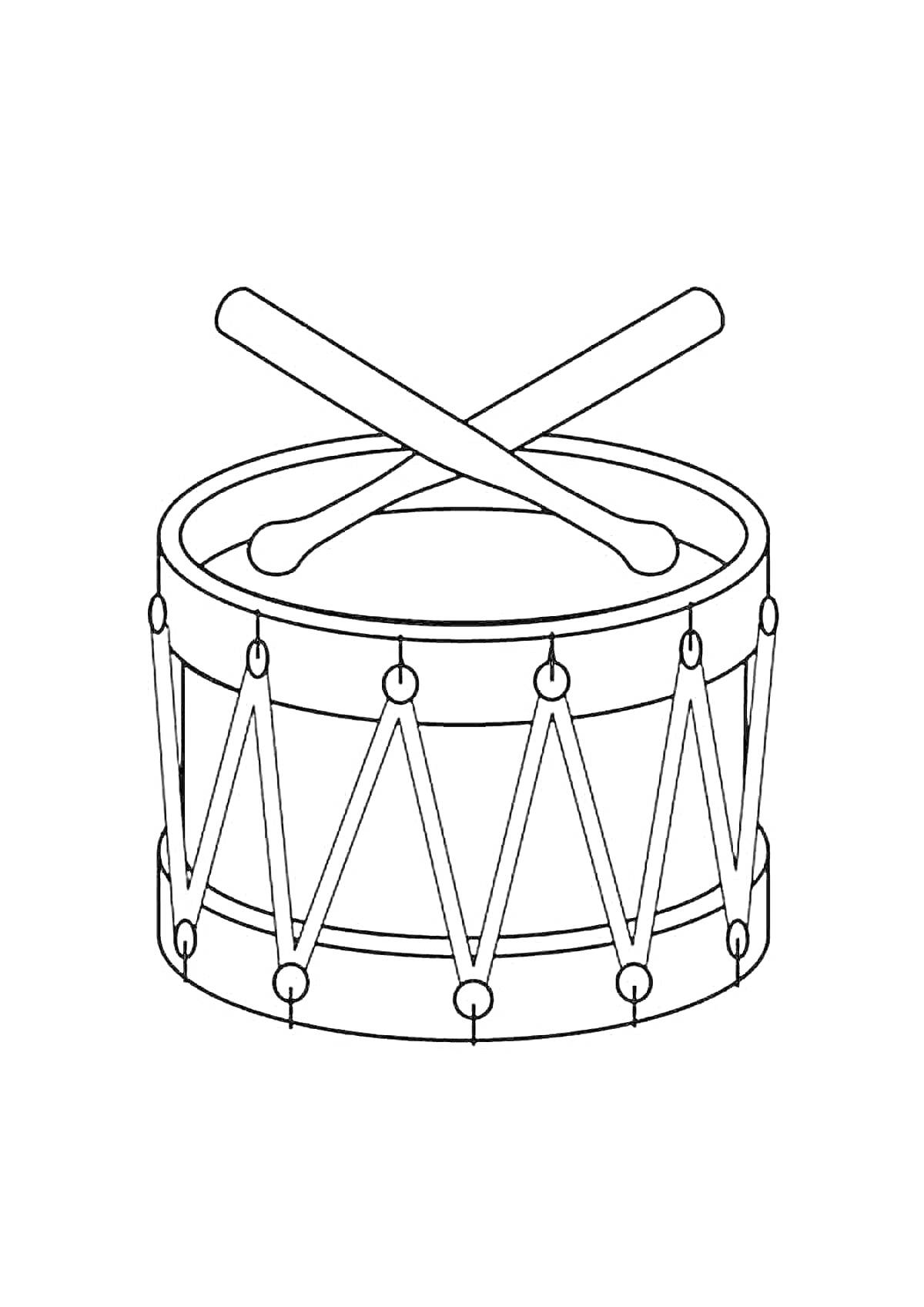 Раскраска Барабан с палочками