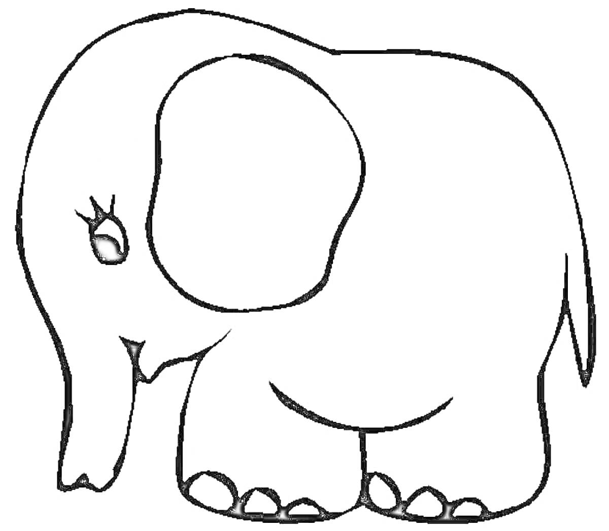 Раскраска Контур слоника с ресницами