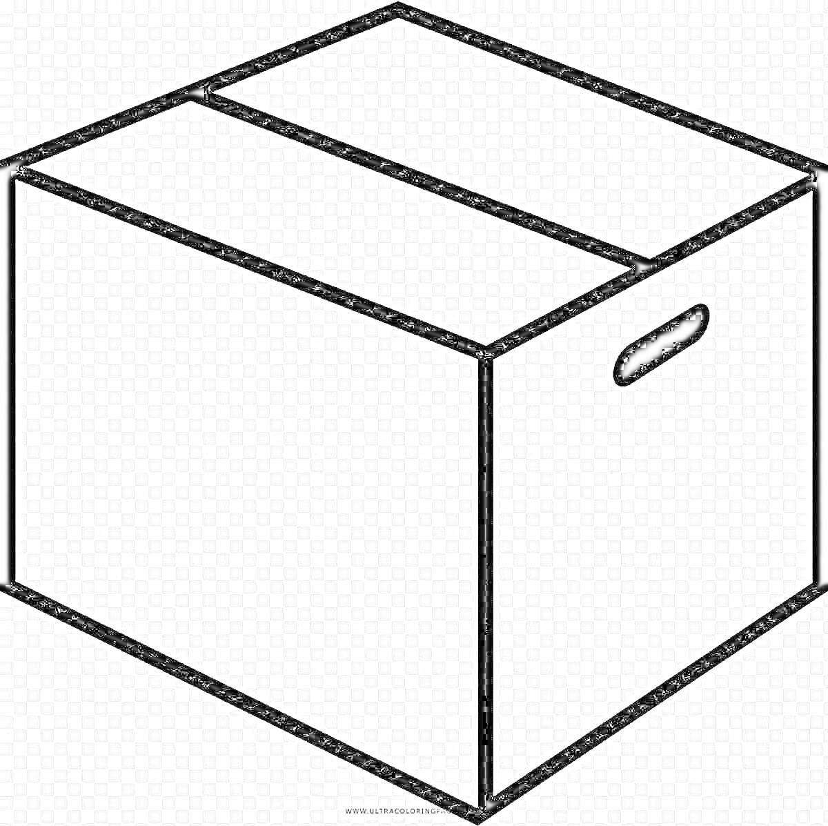На раскраске изображено: Коробка, Контейнер, Линии, Ящики, Ручка, Контурные рисунки, Прямоугольники