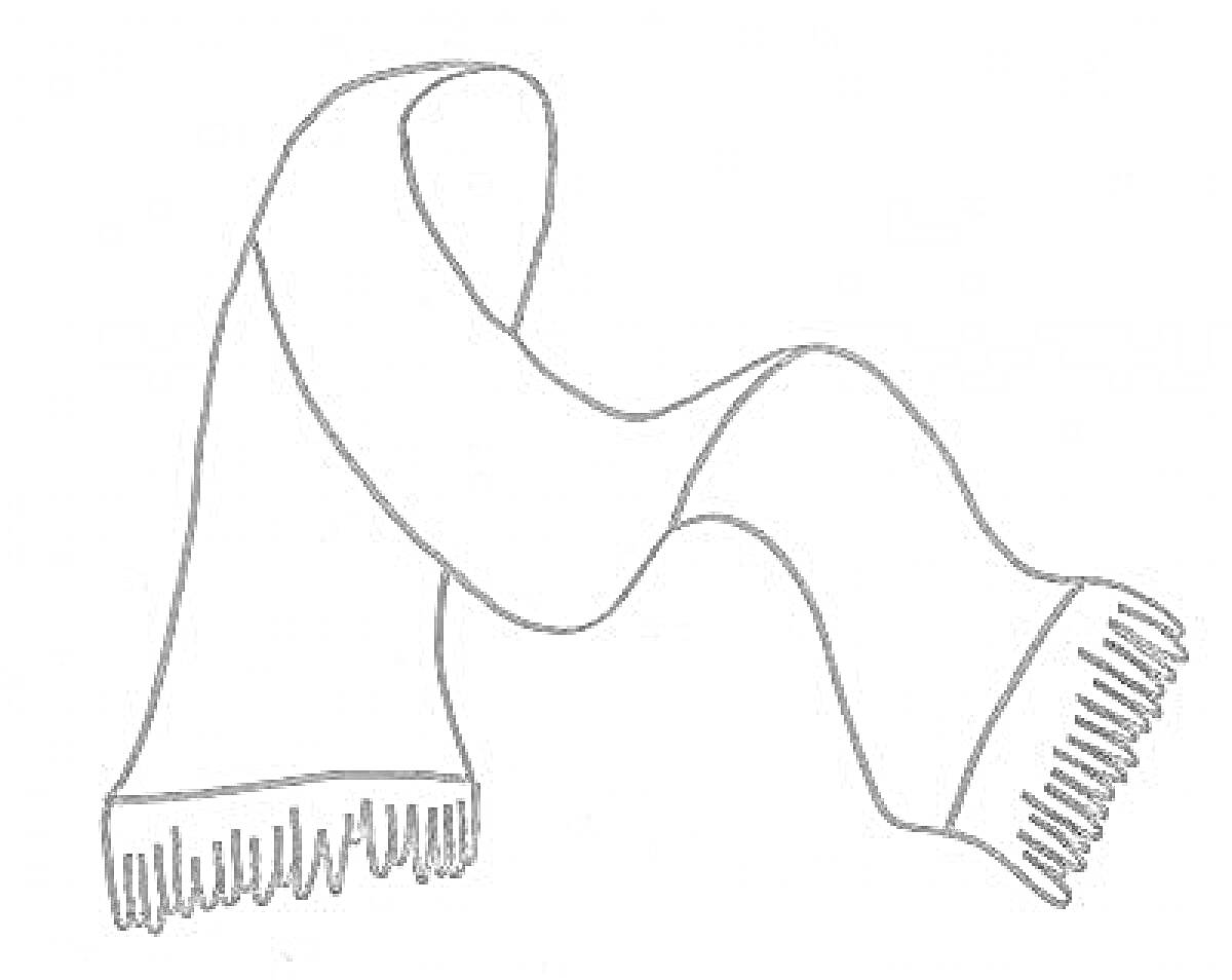 На раскраске изображено: Шарф, Бахрома, Одежда, Зима, Аксессуар