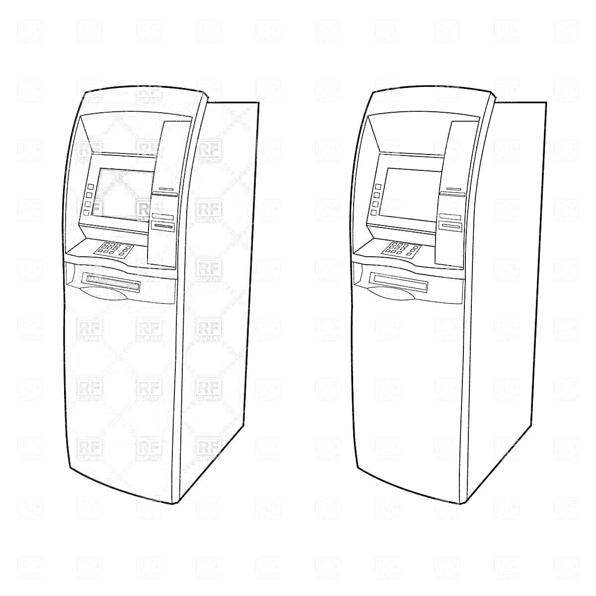 Раскраска Банкомат с экраном, клавиатурой, и слотом для карт