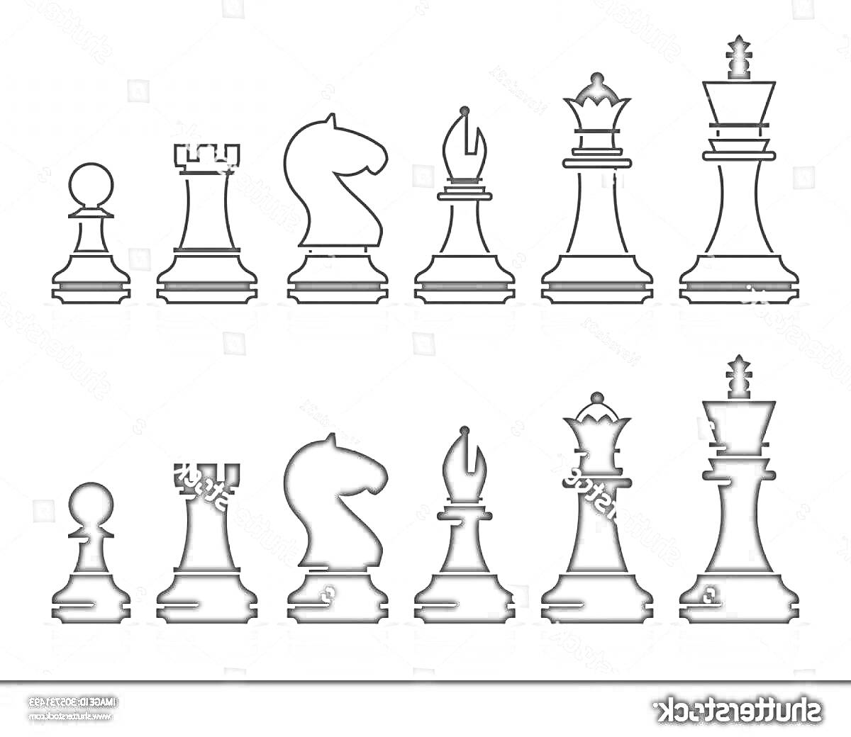 На раскраске изображено: Шахматы, Пешка, Ладья, Конь, Слон, Ферзь, Король