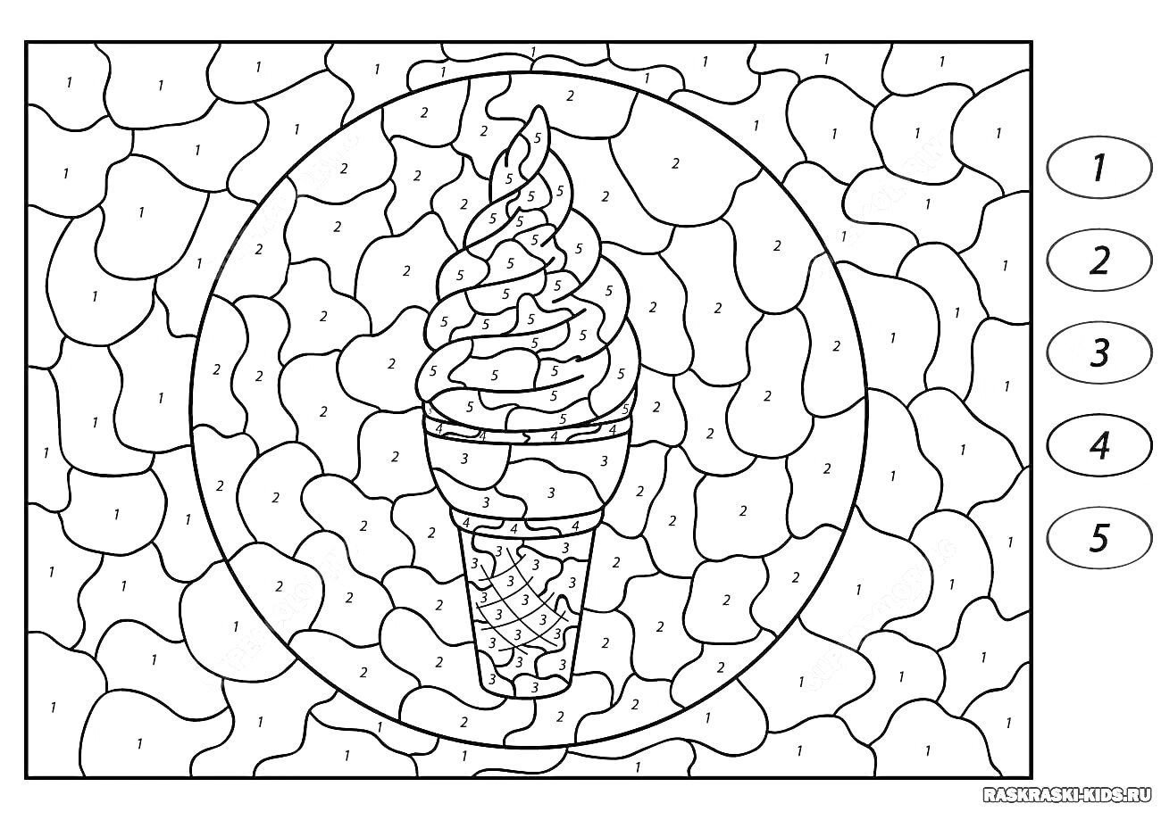 Раскраска Мороженое в вафельном рожке