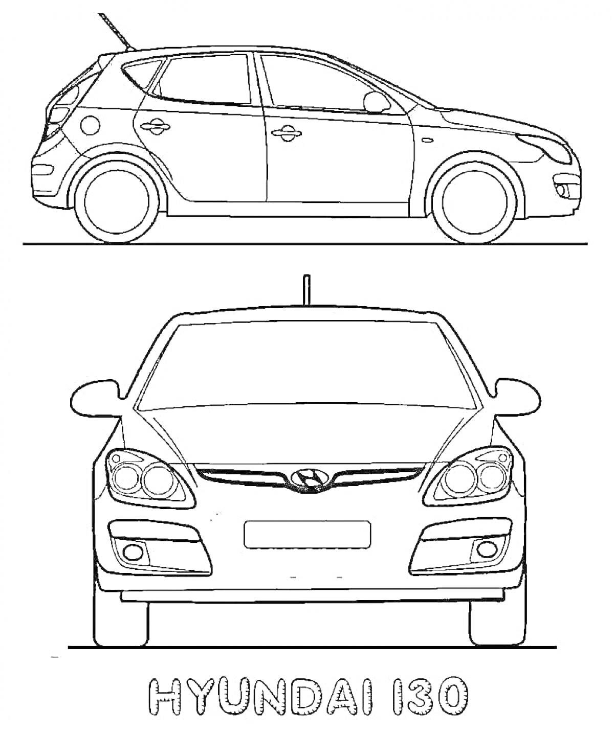 Hyundai i30, боковая и передняя проекции, автомобиль