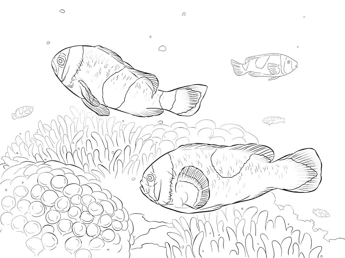 На раскраске изображено: Кораллы, Подводный мир, Морская жизнь, Природа