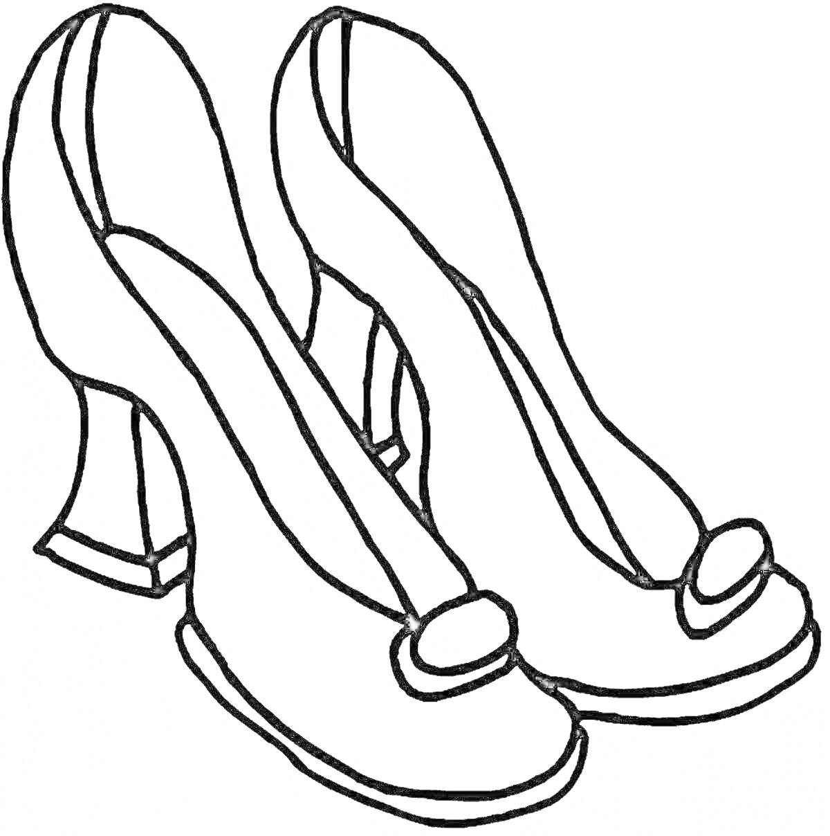 Раскраска Пара женских туфель на каблуке с ремешками и пряжками