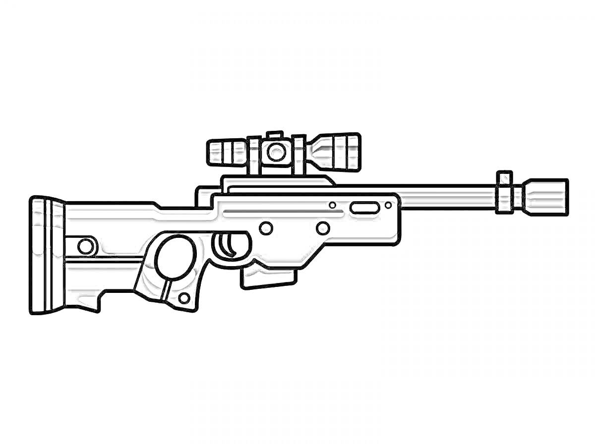 Раскраска Винтовка AWP с прицелом