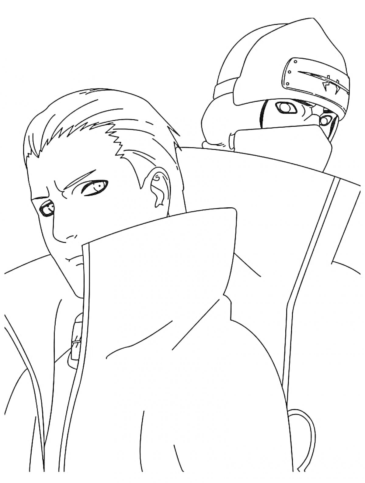 На раскраске изображено: Аниме, Манга, Шапка, Очки, Маска