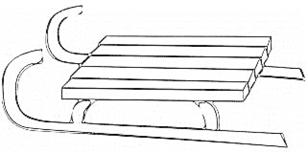 Раскраска Санки с деревянным сиденьем на металлических полозьях