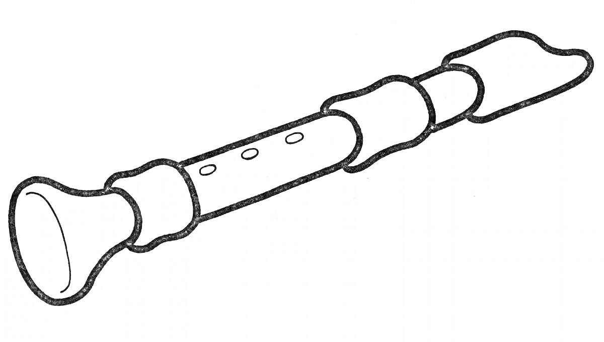 Раскраска Флейта с пятью отверстиями и мундштуком
