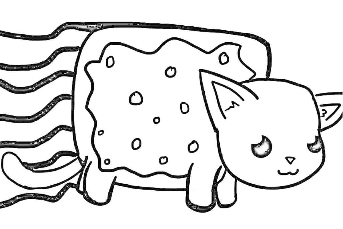 Раскраска Картонный кот с радужным хвостом