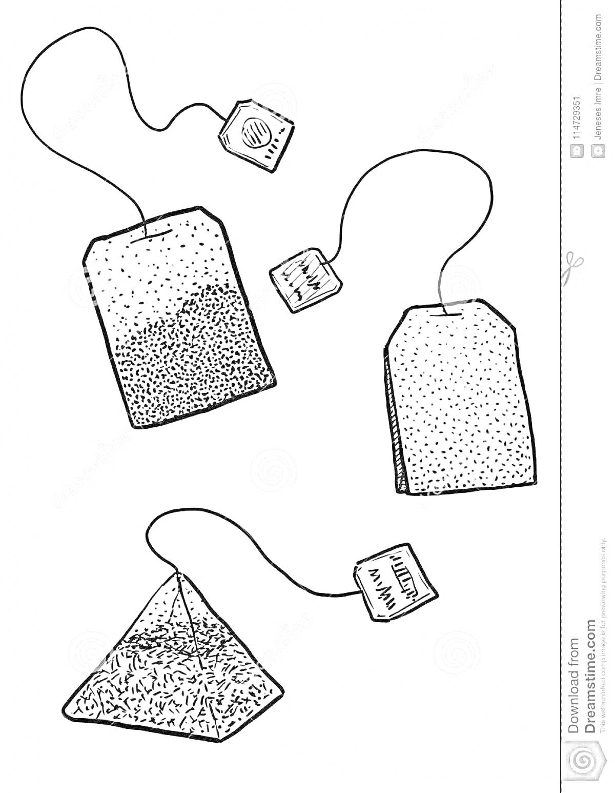 На раскраске изображено: Пакетик, Чай, Этикетка
