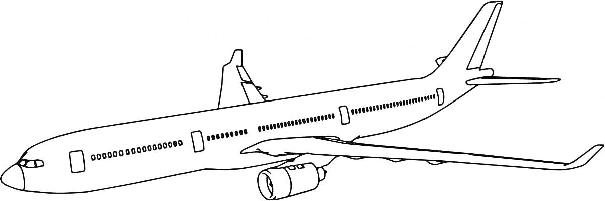 На раскраске изображено: Аэрофлот, Пассажирский самолет, Крылья, Фюзеляж, Хвостовой стабилизатор, Иллюминаторы, Авиалинии
