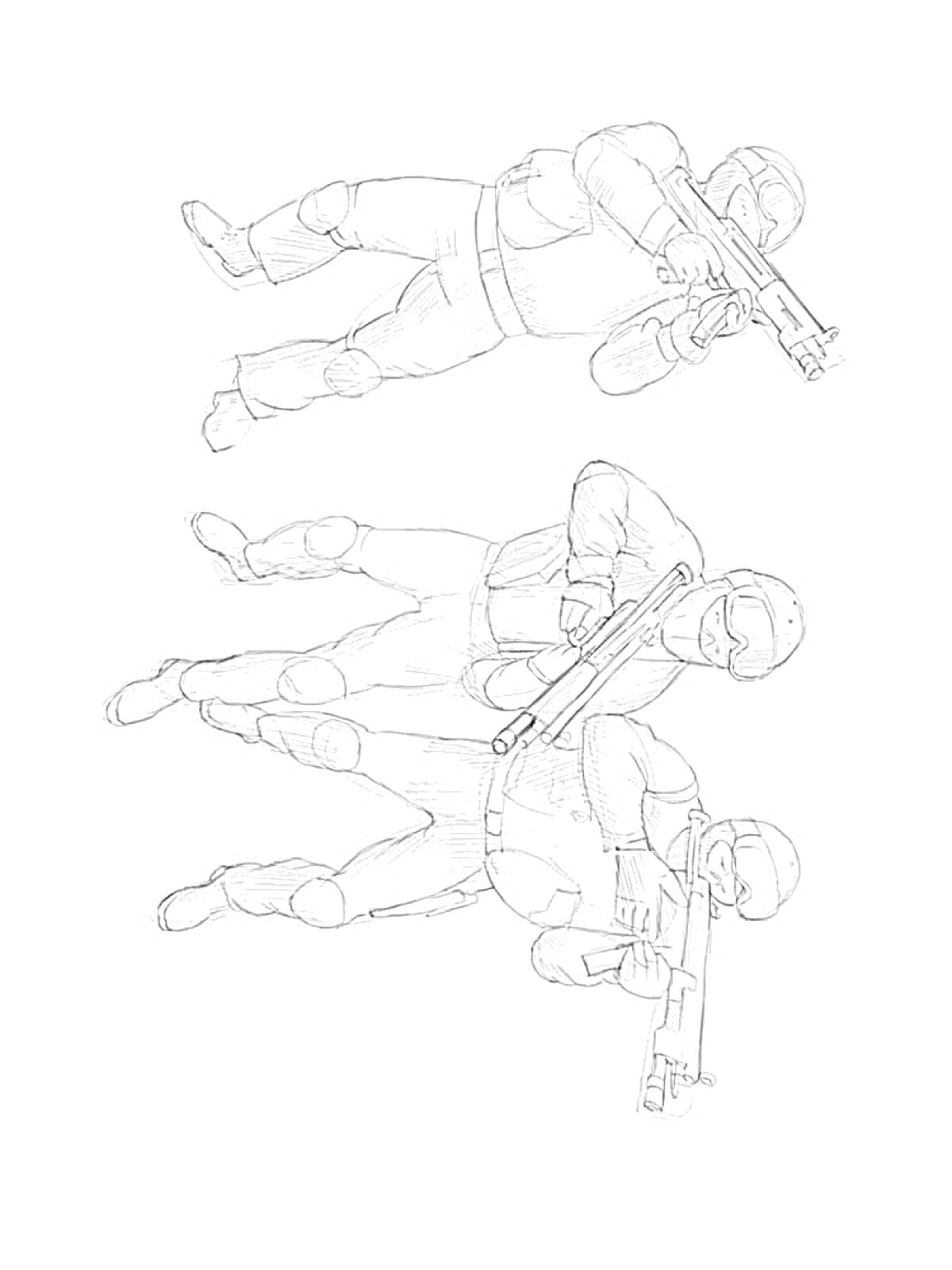 На раскраске изображено: Оружие, Шлемы, Защита, Боец, Солдат, Контурные рисунки