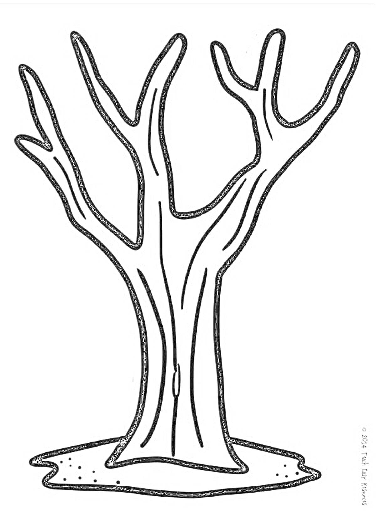 На раскраске изображено: Ствол, Земля, Природа, Линии, Деревья, Ветка, Контурные рисунки