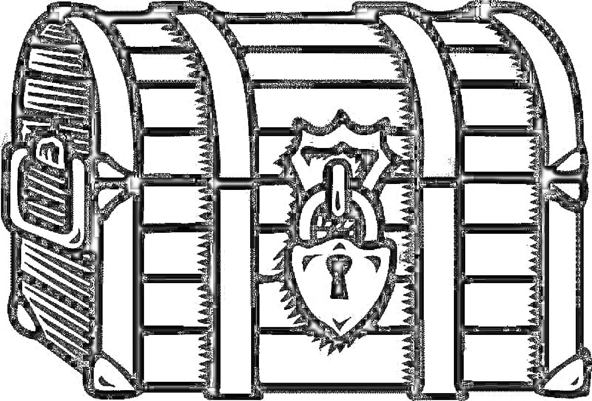 Раскраска Сундук с замком и обручами из форта Боярд