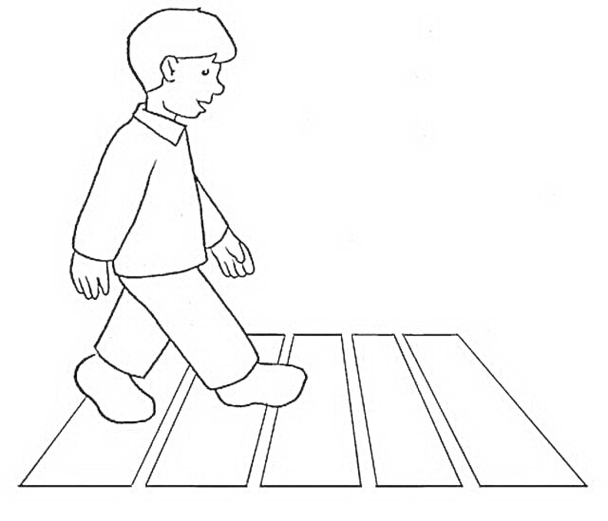 Раскраска Мальчик идет по пешеходному переходу