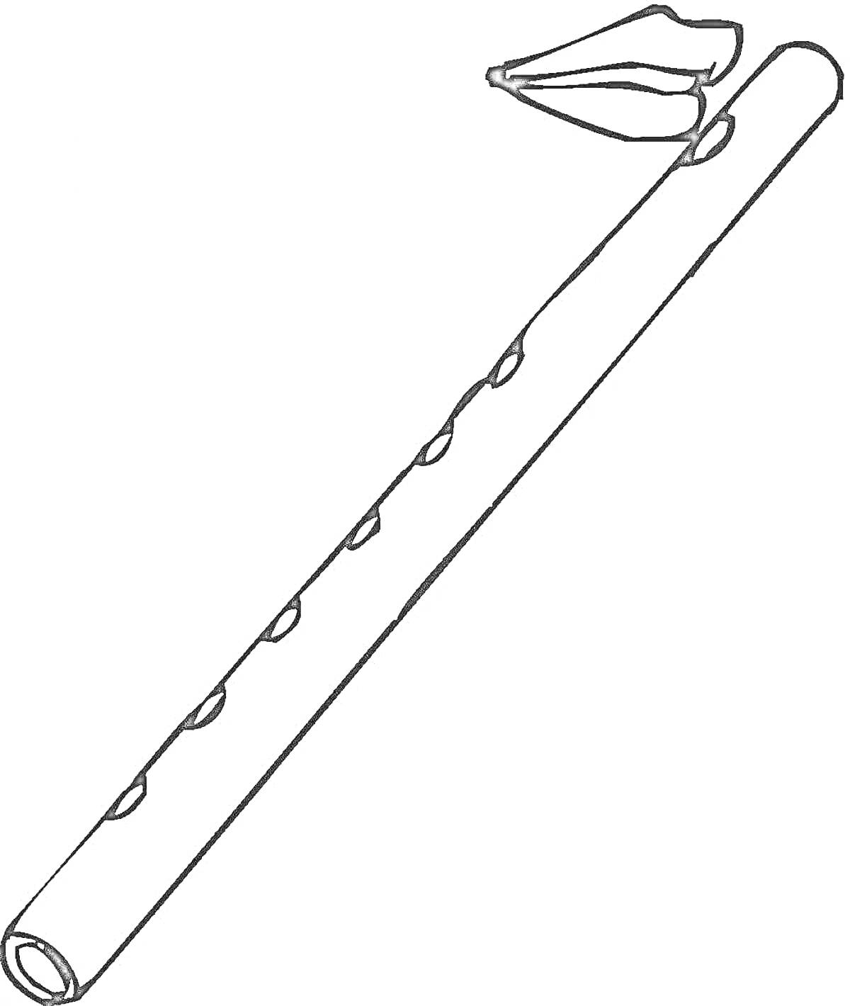 Раскраска Дудочка с отверстиями и пышным наконечником