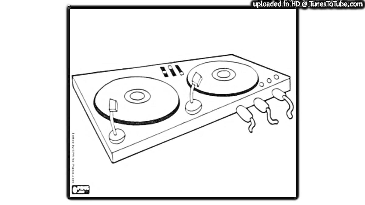 На раскраске изображено: Диджейский пульт, Ручки управления, Музыка, Аудиосистема