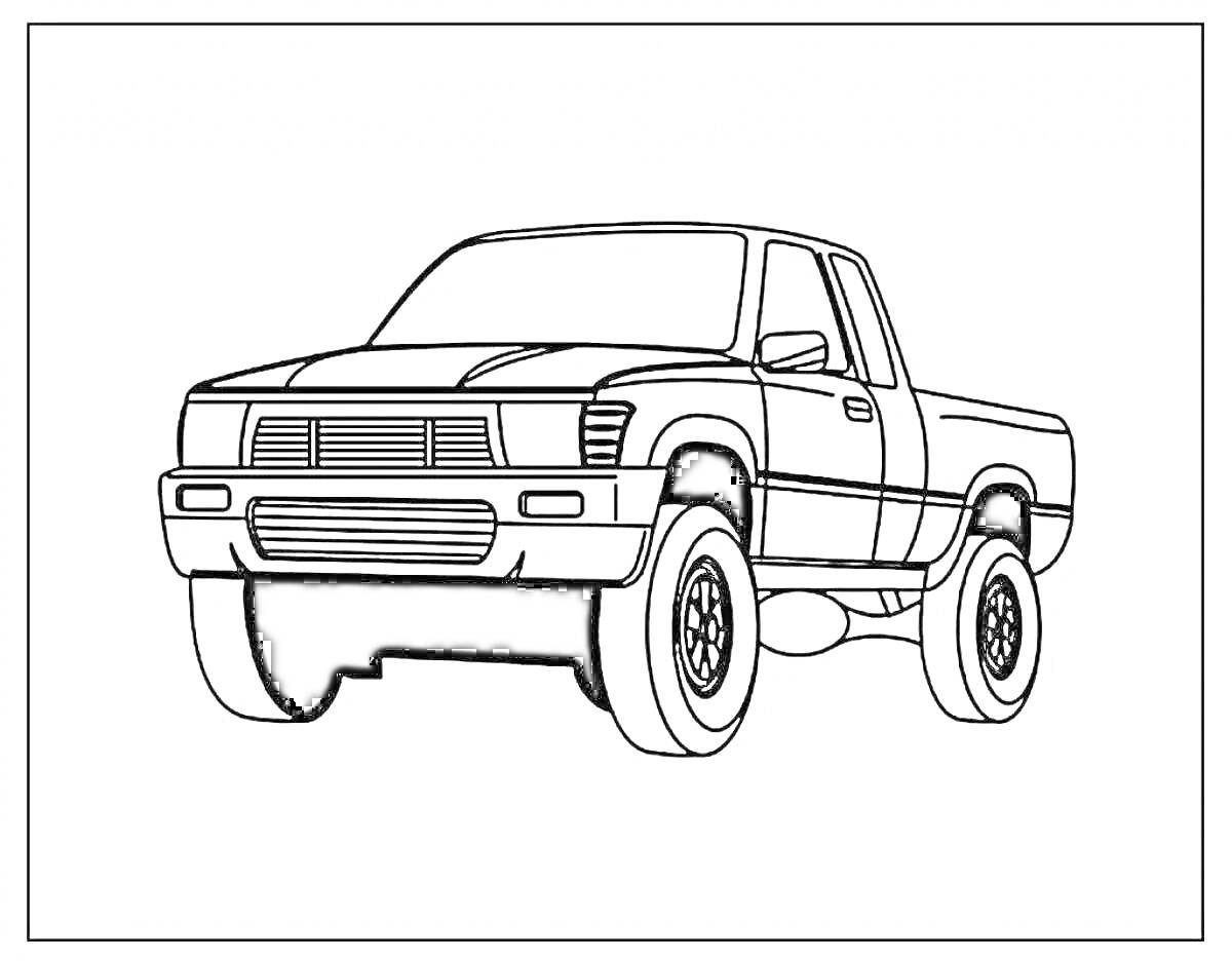 Раскраска Пикап с большими колёсами для раскрашивания